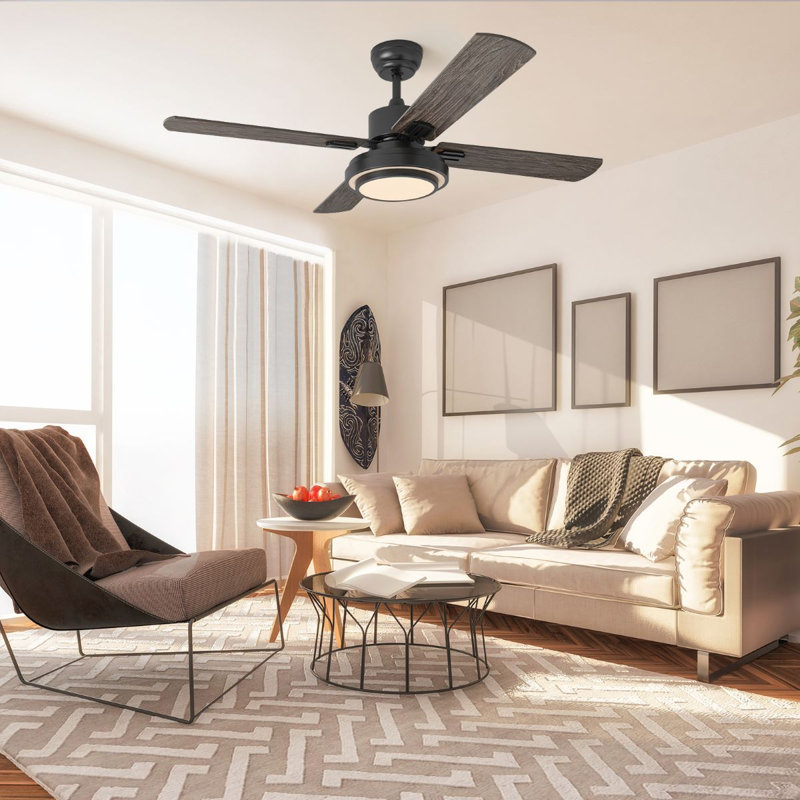 52" Modern Ceiling Fan with Light & Remote