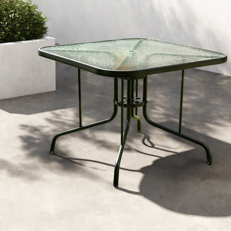 Tables de patio modernes, salle à manger en acier trempé de 35 pouces pour la cour arrière