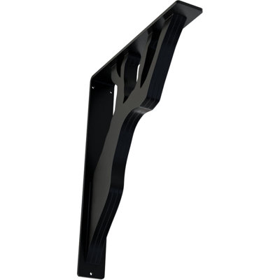 1 1/2"W x 10"D x 12"H Damon Wrought Iron Bracket, (Single center brace), Powder Coated Black