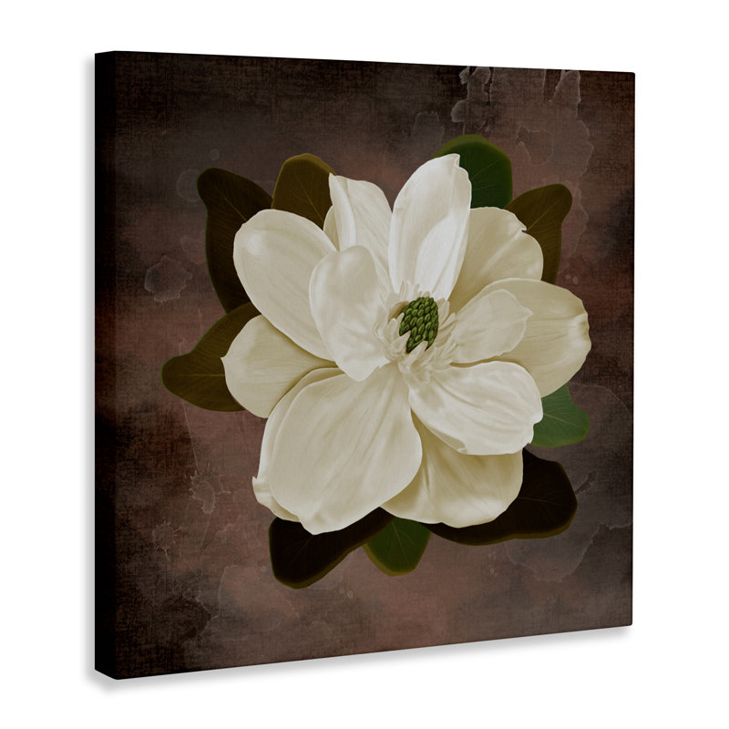 Magnolia sur toile brune, design par Jennifer Stith, 17" H x 17" W