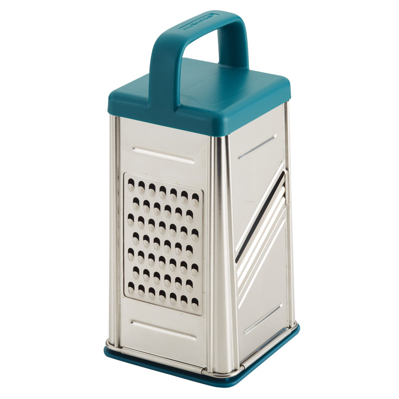 Teal Stainless Steel Box Grater with Container