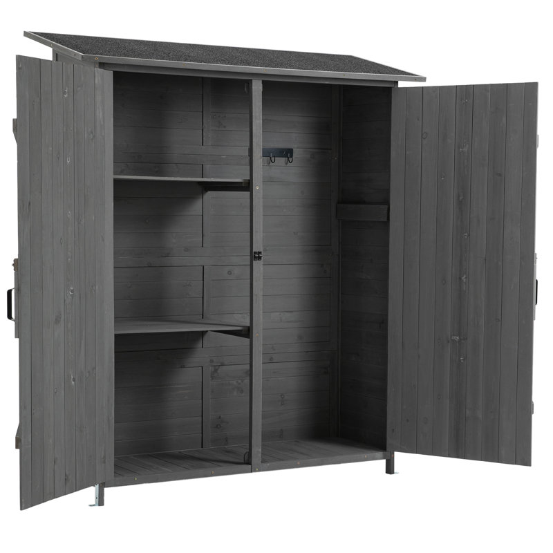 Solid Wood Lean-To Tool Shed Garden Shed Wood Outdoor Cabinet, Gray
