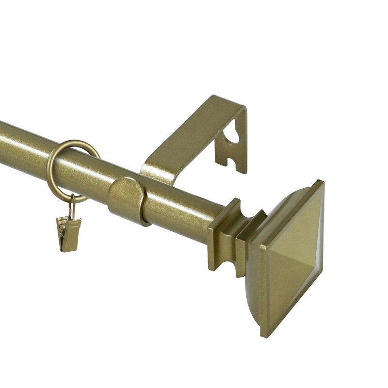 Tringle à rideaux simple ajustable Plemmons, H 0,625 po x l 48 po x P 0,625 po, Or antique