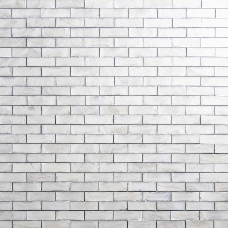 Magico 12x12 Iridescent Polished Glass Mosaic Tile, Pearly White