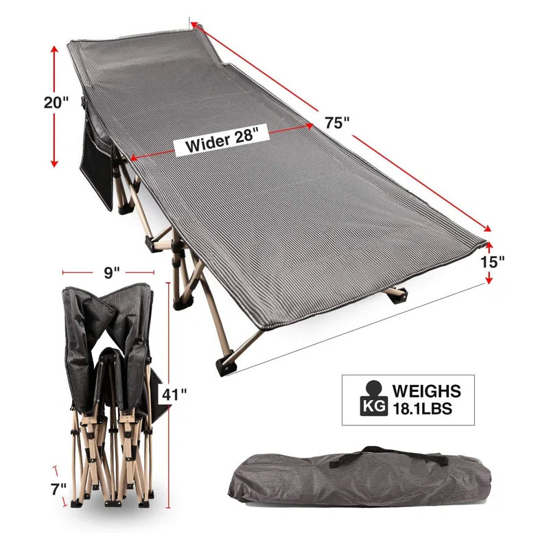 Lit de camp pliant portatif, Gris