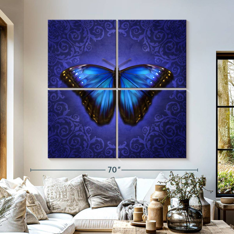 Brampt Glowing Blue Morpho Butterfly, 57" H x 57" W