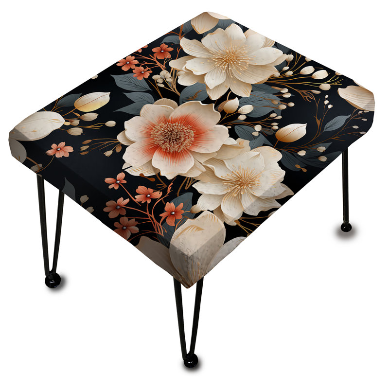 Repose-pieds rectangulaire noir et beige Serena