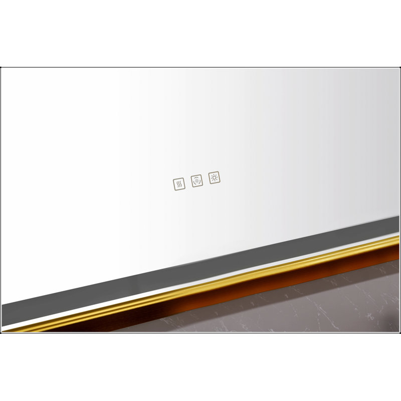 High Lumen LED Lighted Bathroom Mirror With Anti-Fog And Separate Controls,  For Modern Bathrooms And Bedrooms, Gold