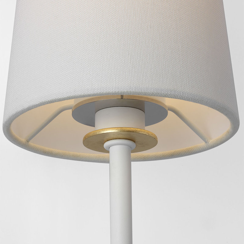 Julie Neill Lucia 21" Cordless Sconce with Linen Shade, Matte White/ Crystal