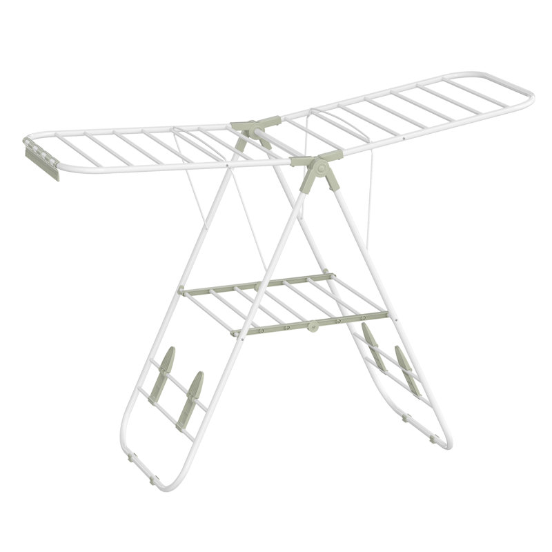 Foldable Gullwing Drying Rack, White/Green, 147cm W x 51cm D