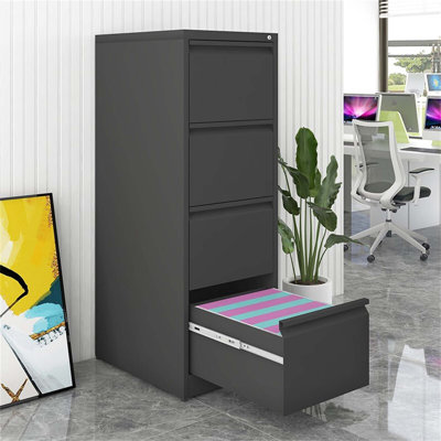 4-Drawer Vertical Metal File Cabinet With Lock, Ideal For Home And Office Document Storage And Organization