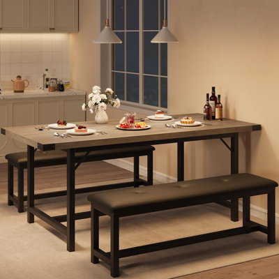 Rectangular Extendable Dining Table Set for 4-6 by 17 Stories