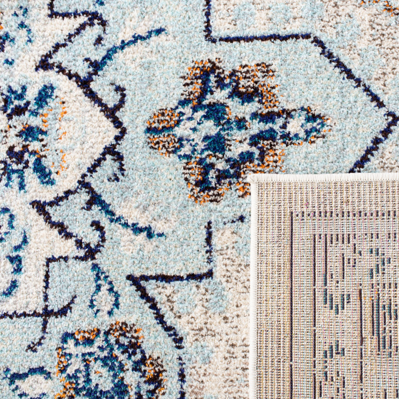 Madison Floral Area Rug In Ivory / Light Blue, Rectangle 119.38 x 304.8cm