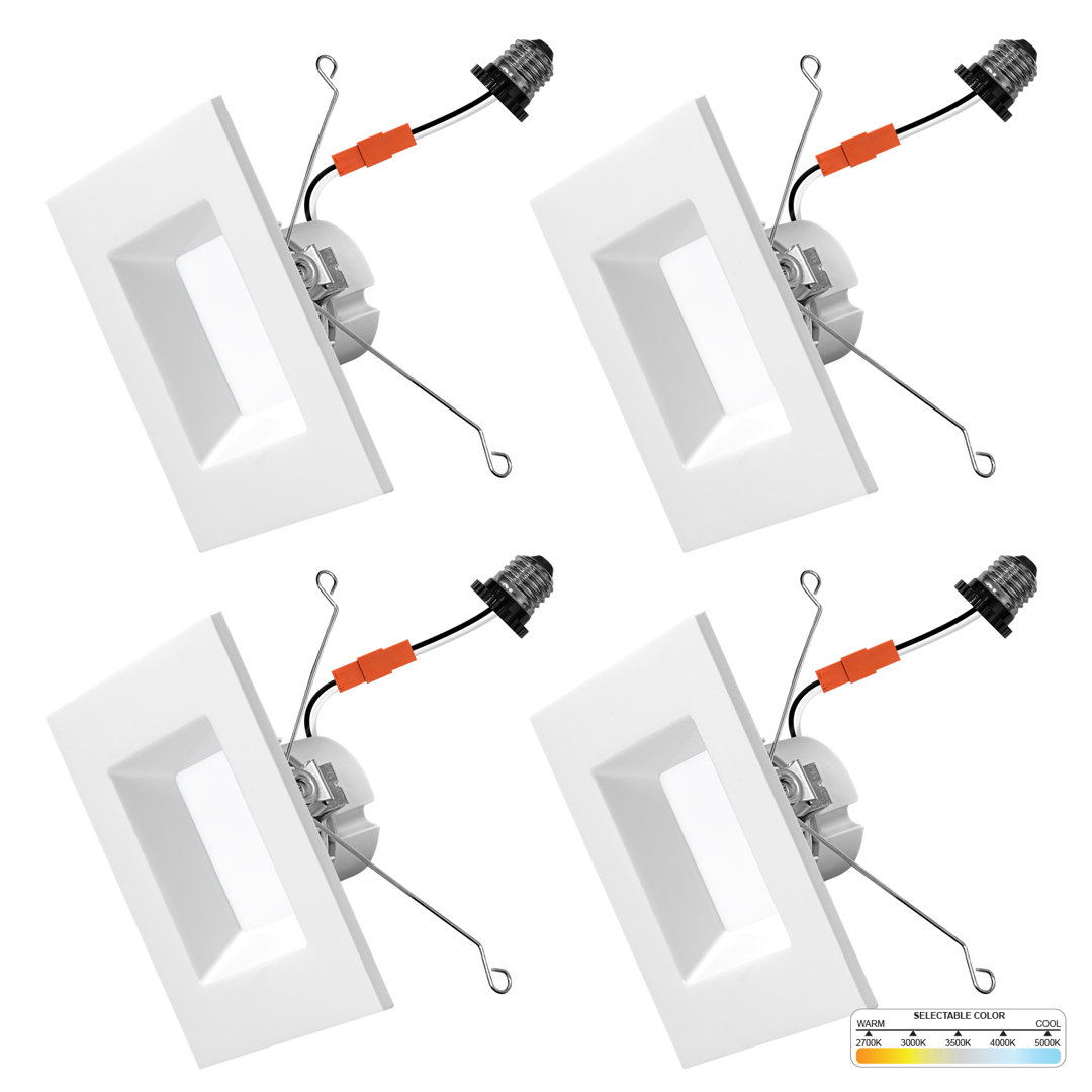 6 in. LED Retrofit Square Remodel Can Light 14W 1100LM Dimmable Ceiling Light 5CCT 27K-50K NUWATT 