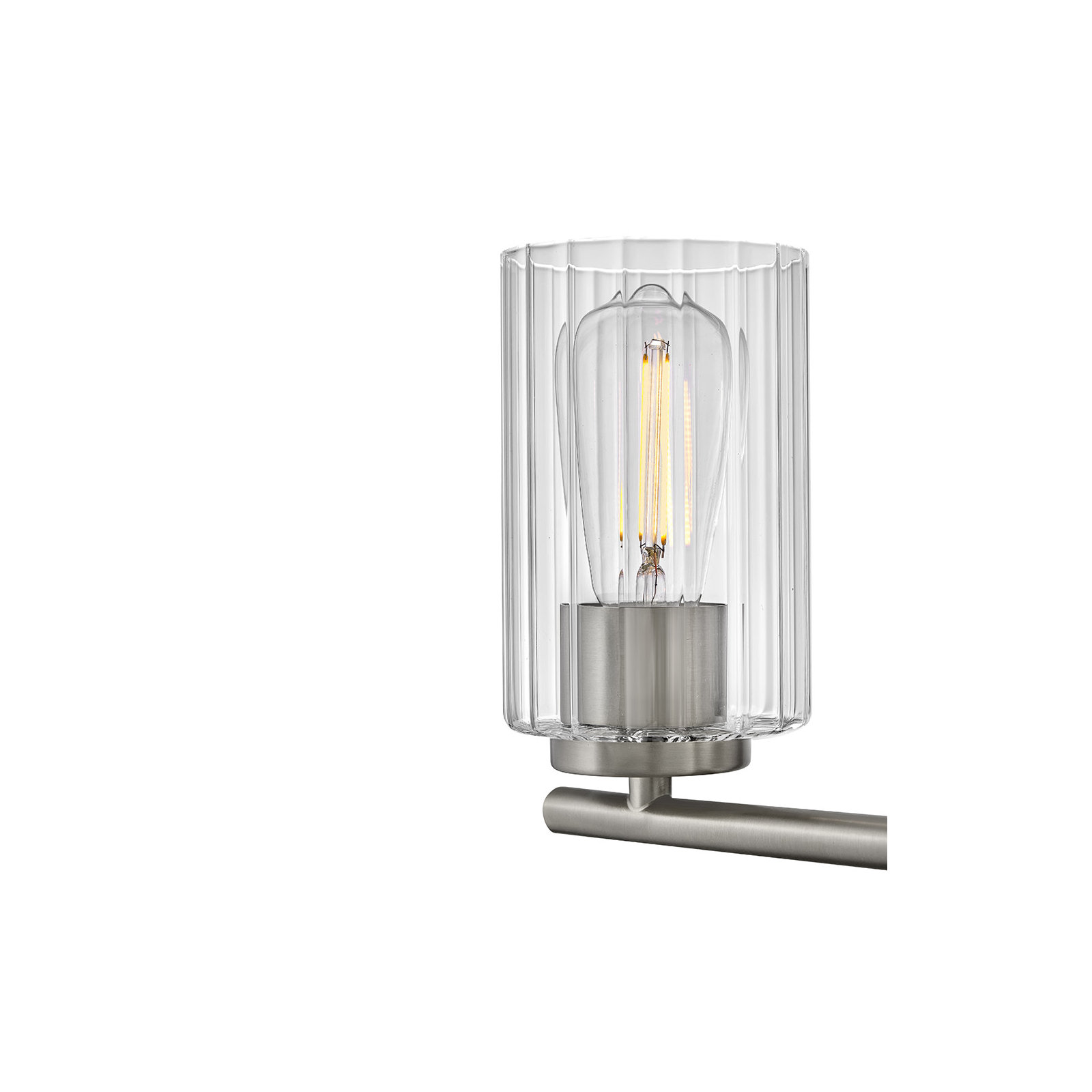 2-Light Bath Vanity Fixture with Clear Ribbed Glass, Brushed Nickel