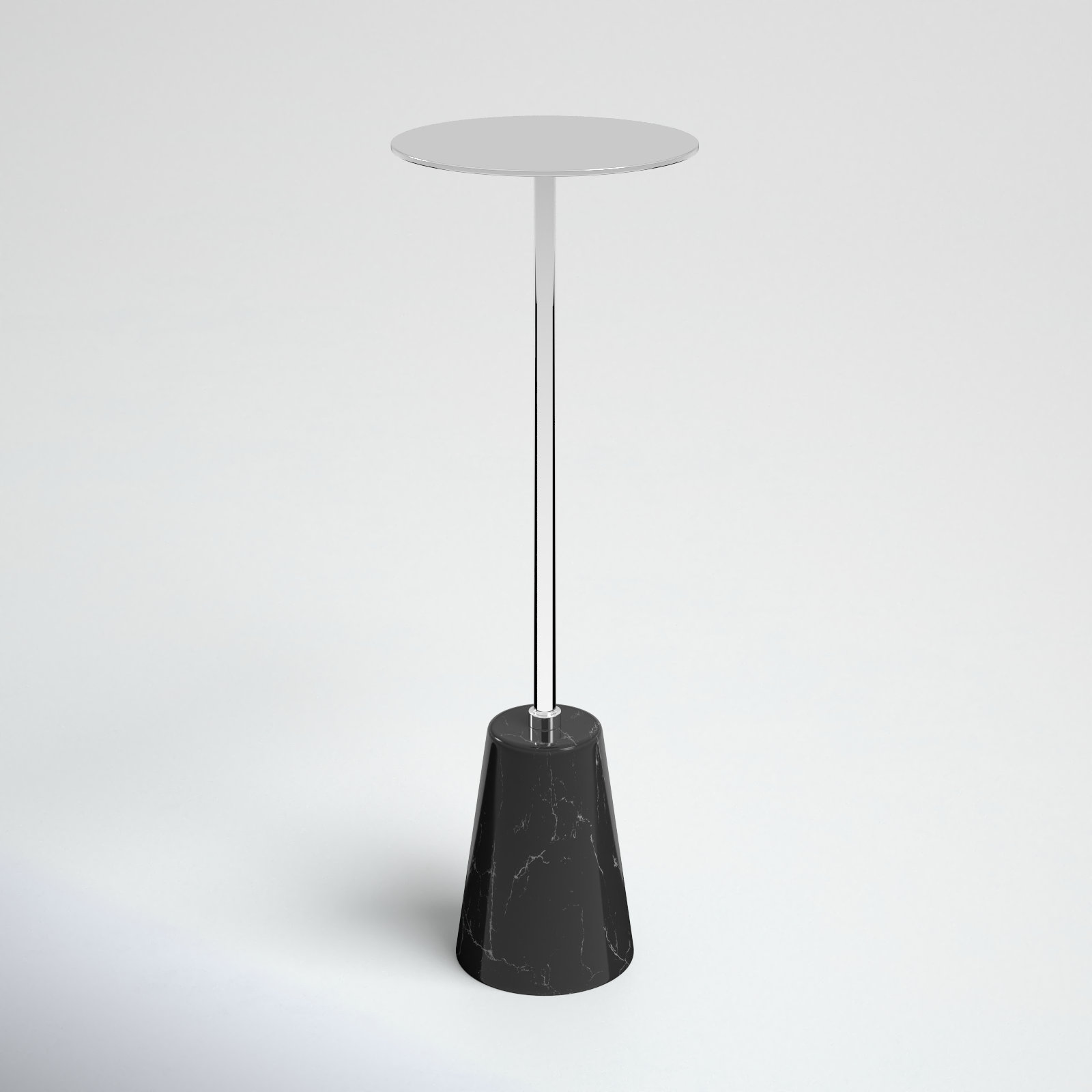 Maisel Metal and Marble Pedestal End Table , Black, Silver