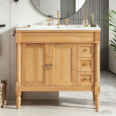 36" Bathroom Vanity with Ceramic Sink, Soft Close Doors, Adjustable Shelves, Modern Storage Cabinet for Small and Medium Bathrooms
