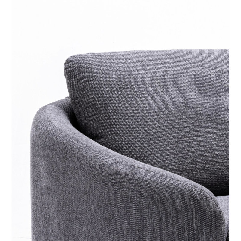 Rayon en lin gris attrayant, fibre naturelle, futon confortable au toucher confortable, base en bois massif, sièges polyvalents