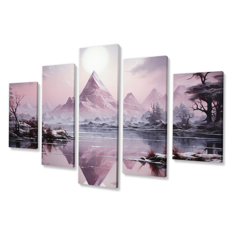  «Pyramid Mystical Solitude - Égypte, art mural salon - 5 panneaux