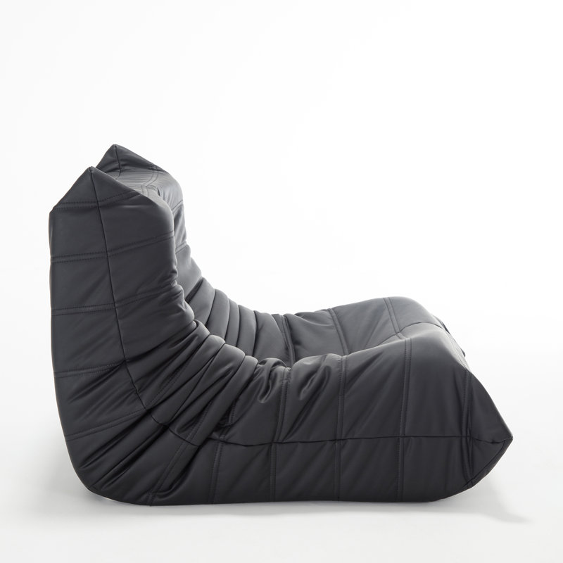 Fauteuil à billes en mousse mémoire, Similicuir noir