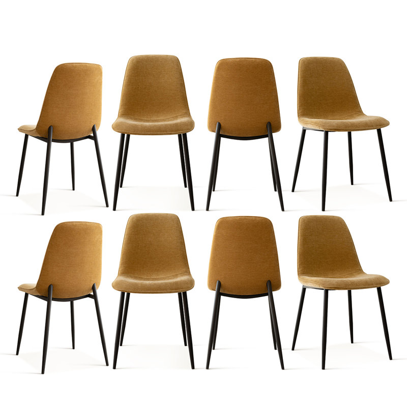 Upholstered Chenille Fabric Side Dining Chair, Gold