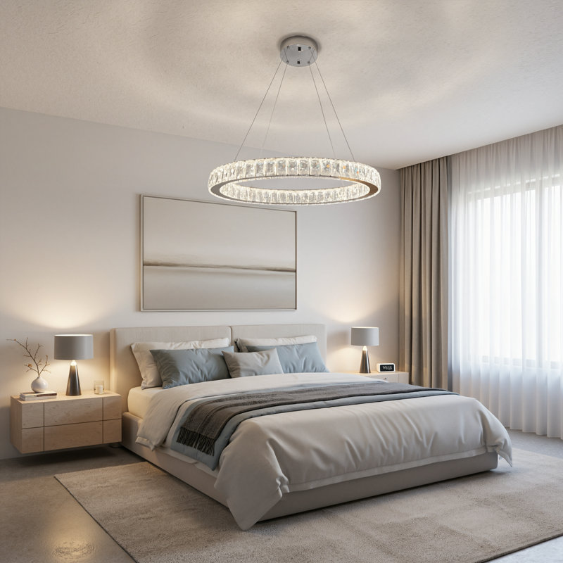 24" LED Oval Ring Crystal Chandelier