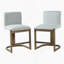 Ensemble de 2 tabourets de bar modernes en bois massif à hauteur de comptoir de 24 po, chaise d'îlot de cuisine revêtue de lin avec pieds en bois au fini noyer pour café-bar Home, gris clair