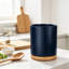 Porte-ustensiles de cuisine rotatif à 360 degrés pour comptoir, pot à ustensiles en céramique avec base en bois rotative, organisateur robuste pour les ustensiles de cuisine et les essentiels de cuisson, cadeau de maison élégant pour la pendaison de crémaillère