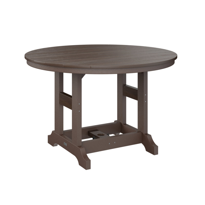 Garden Classic Outdoor Round Bar Table, Chocolate Brown, Brazilian Walnut