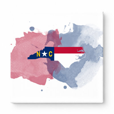 «North Carolina State Map Watercolor», art mural sur toile carrée