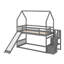 Lit superposé simple au dessus d'un lit simple avec glissière convertible, cadre de lit superposé bas en bois avec garde-corps-1857033252