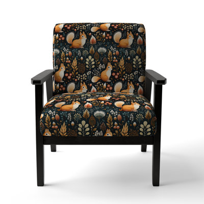 Squirrel Delight - Upholstered Glam Arm Chair, Animal Print Accent Chair