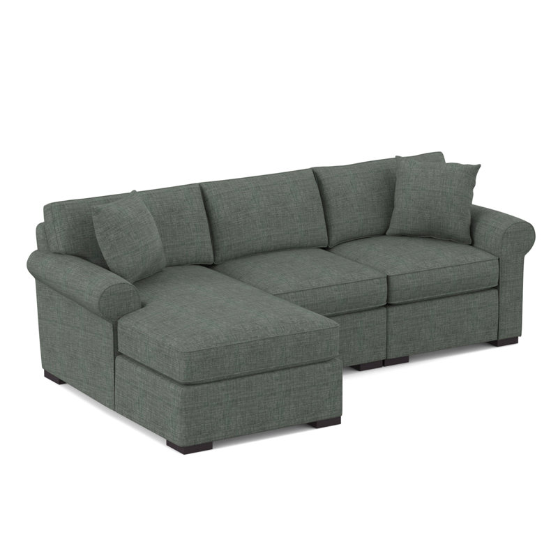 Star Upholstered L-Shaped Sectional, Napa Steel Chenille, Left Hand Facing