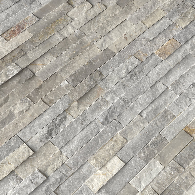 Stonecrest 6 in. x 24 in. Split Face Natural Stone Ledger Panel Wall Tile, Tiburon Argent