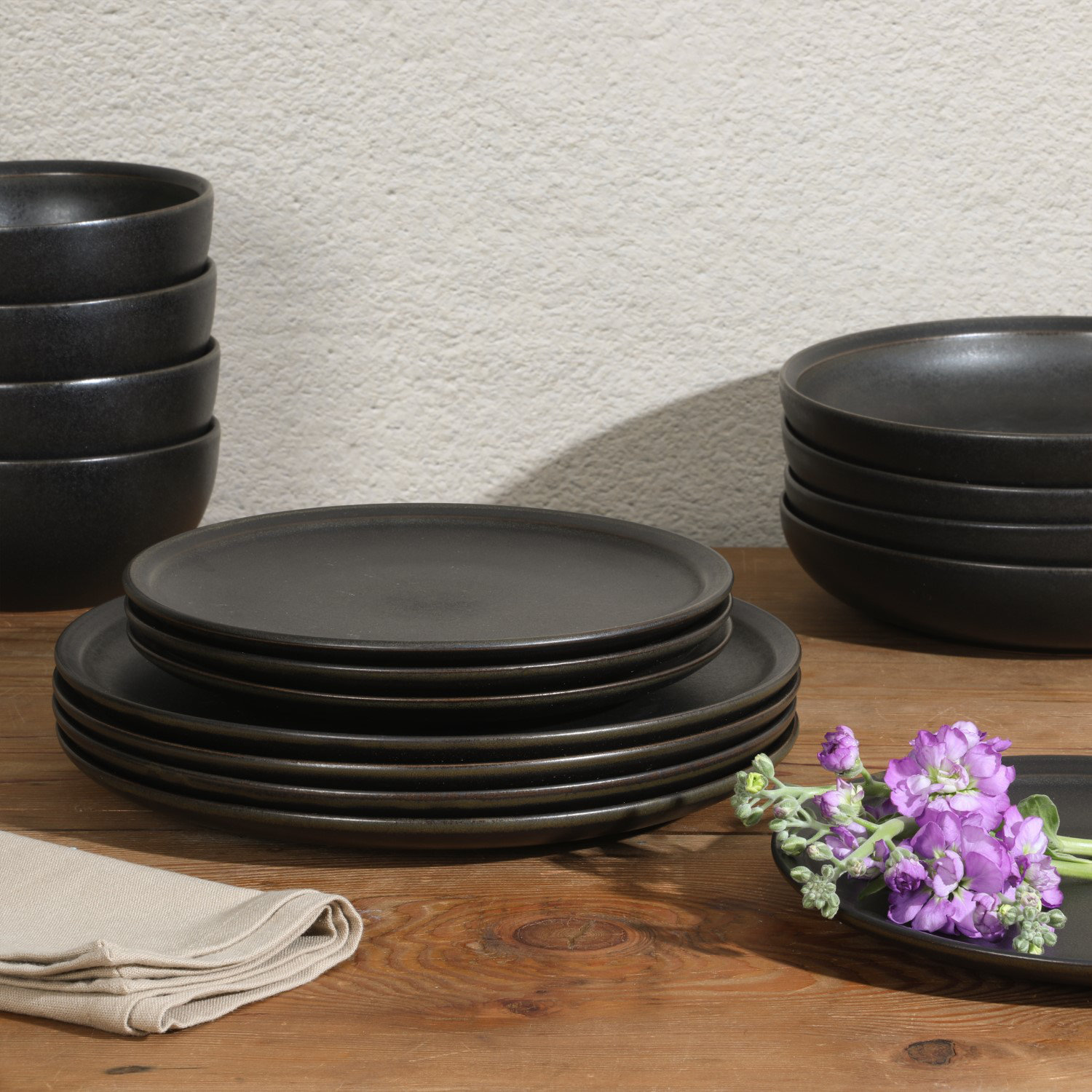 Beckett Stoneware Dinnerware Set, Black