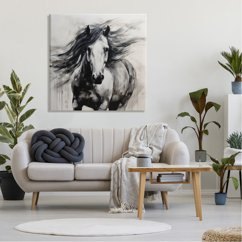 az-078-Canvas Black Horse Abstraction par Irena Orlov, reproduction d'art sur toile tendue, H 36 po x l 36 po