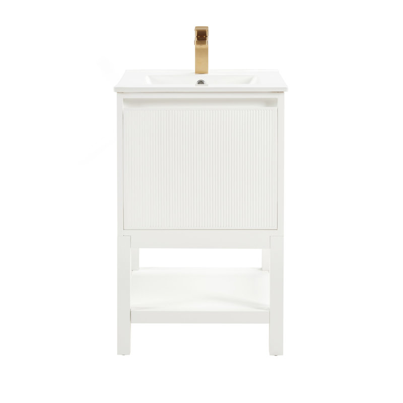 Meuble-lavabo en bois pré-assemblé 20 po avec tablette réglable - blanc, Blanc