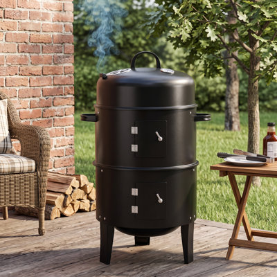 Barbecue au charbon de bois avec 2 zones de cuisson et thermomètre