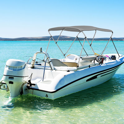 3-Bow Boat Bimini Top Sun Shade Boat Canopy w/ Storage Boot Straps