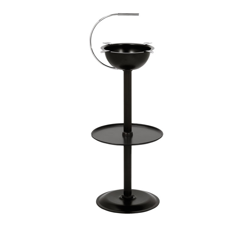Stinky Cigar Floor Ashtray W/ Accessory Tray and Carry Handle, 4 Stirrups Black