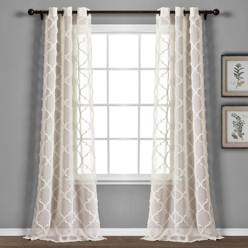 Paire de rideaux transparents Avon Trellis, Beige, L 38 po x H 95 po