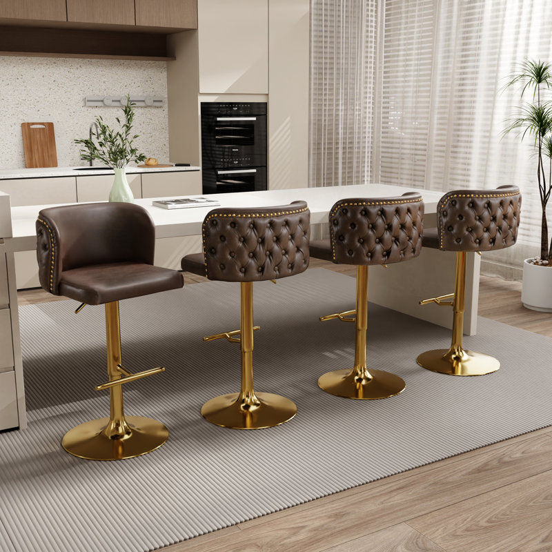 Ensemble de 4 tabourets de bar Modern, Noir, Brun