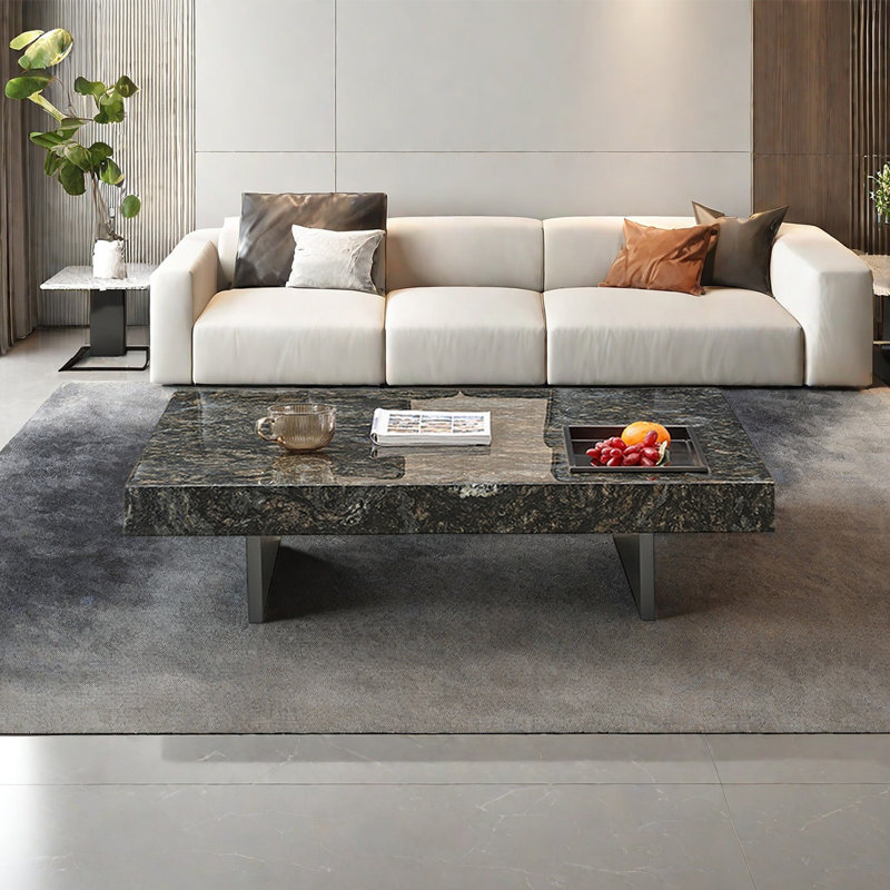 Table basse rectangulaire suspendue en marbre, Noir