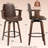 Modern 360° Swivel Bar Stools With Bentwood Armrests – PU Leather Cushioned Seat, High-Density Foam, Metal Footrest, Kitchen & Home Bar Seating-894527004