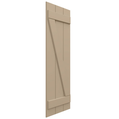 21 1/2"W x 66"H EnduraCore Composite Four Board Joined Board-n-Batten Shutters w/Z-Bar, Black (Per Pair - Hardware Not Included)