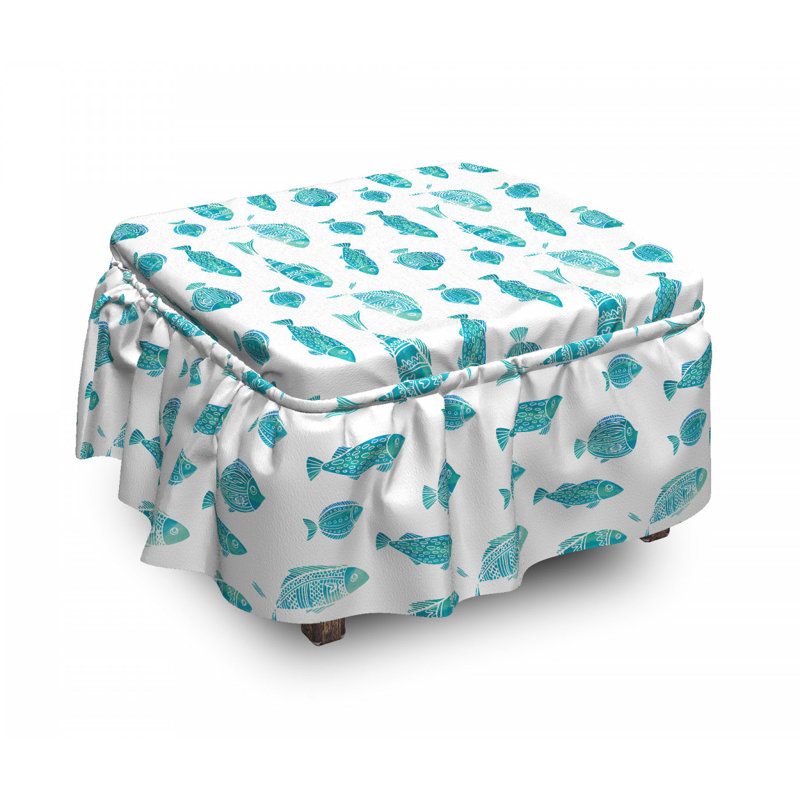 Housse pour repose-pieds doodle art aquatique life