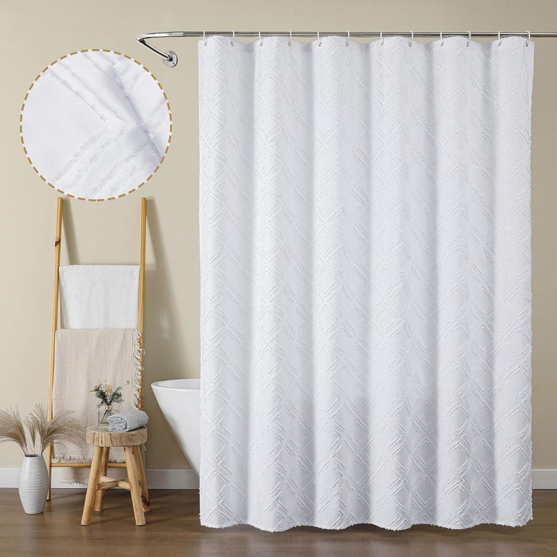 Ensemble de rideau de douche Jacquard, Blanc