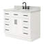 Meuble-lavabo simple en bois massif 42 po avec plateau en marbre Carrara de 1,5 po Thornaby-40743930-6427830