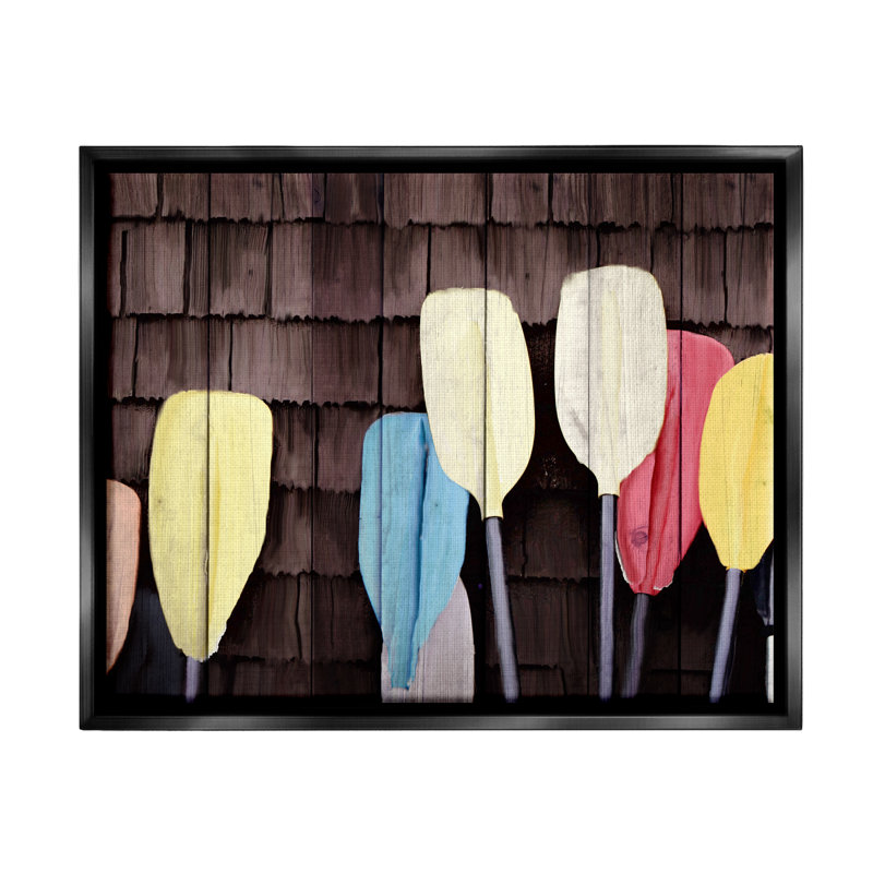 «Bb-381-Floater Rustic Boat Oars», reproduction encadrée sur toile par Kim Allen, Cadre flottant noir de jais