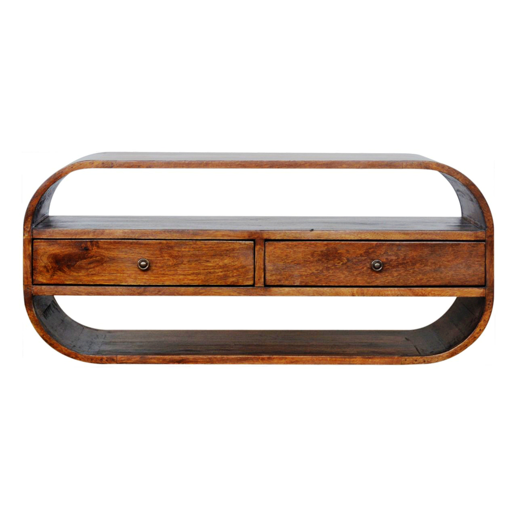 Millwood Pines Multifunctional Curved Media Unit TV Stand with 2